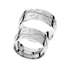 Bague de mariage en or blanc gravée