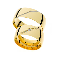 Trauringe aus Gelbgold mit und ohne Diamant oder Zirkonia