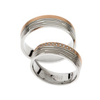 Bague de mariage ondulée en or rose et blanc