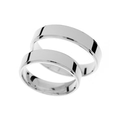 Alliance épaisse en or blanc 5 mm avec côtés en escalier