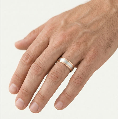 Eleganter Hochzeitsring aus Rosé- und Weißgold