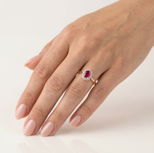 Ruby rose gold diamond ring