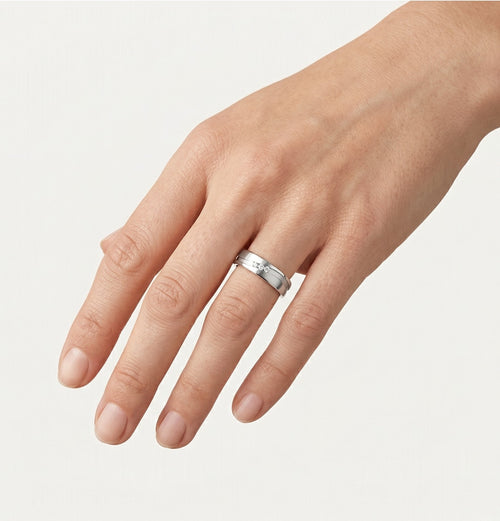 Weißgold-Trauring mit Wellenmuster