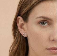 Silver earrings cubic zirconia circles