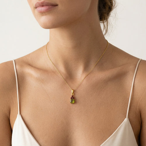 Harmony in Gold with Moldavite and Garnet