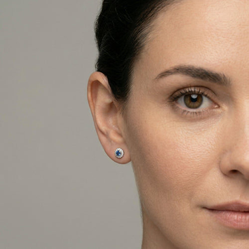 Náušnice se safíry a diamanty