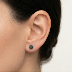 Minimalistic rose gold earrings with black diamonds