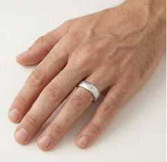 Alliance étoile en or blanc mat