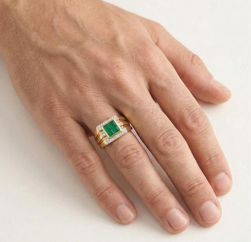 Bague en émeraude et diamant