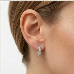 Channel-set white gold earrings