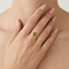 Elegant oval moldavite gold ring