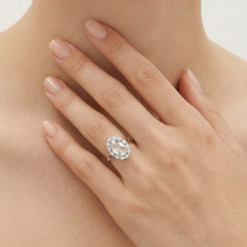 Halo-Silber-Zirkonia-Ring