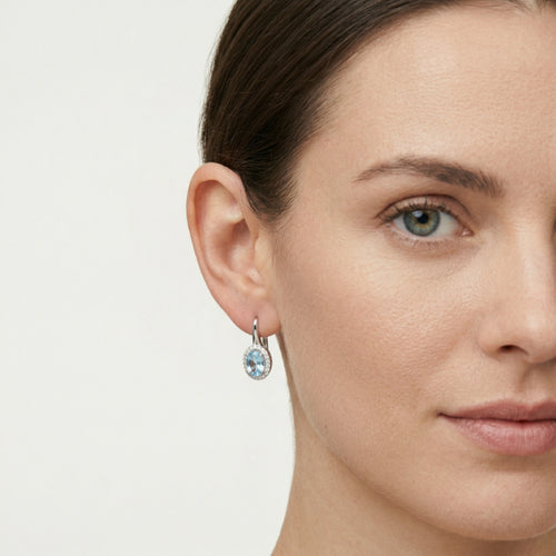 Aquamarine gold diamond earrings