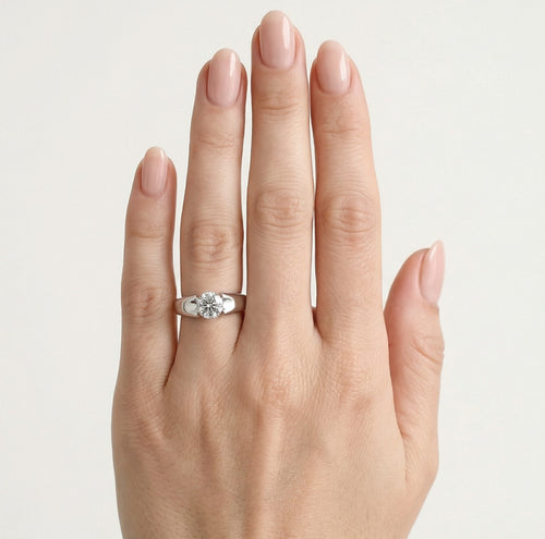 Bague solitaire femme zircon cubique rond