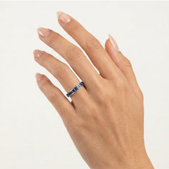 Bague anneau en saphir bleu