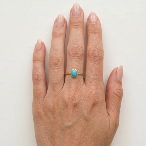 Gold Türkis-Stein-Ring