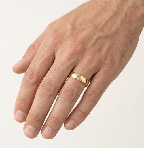 Wide yellow gold wedding ring