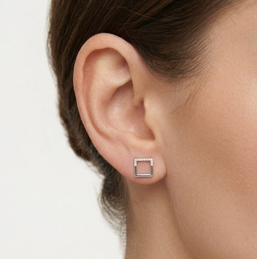 Stříbrné náušnice čtverečky