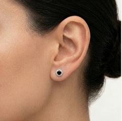 Stříbrné náušnice s kulatým onyxem