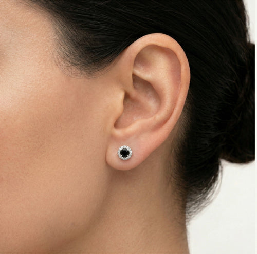 Stříbrné náušnice s kulatým onyxem