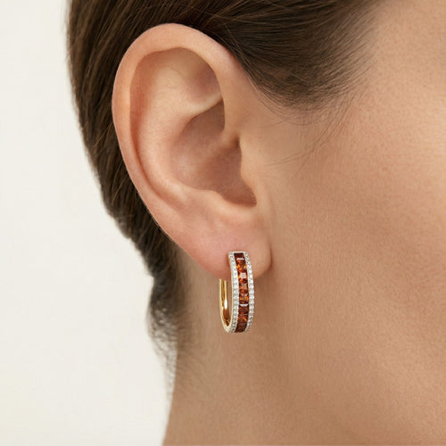 Náušnice s granátem a diamanty