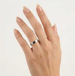 Anneau de mariage fin 3mm en or blanc avec côtés biseautés