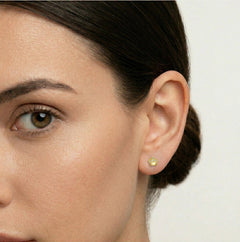 Flower yellow gold cubic zirconia stud earrings