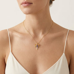 Multi-gemstone dragonfly pendant