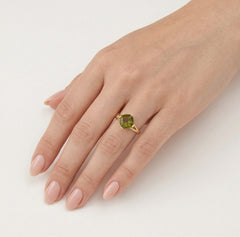 Simple cushion cut modavite gold ring