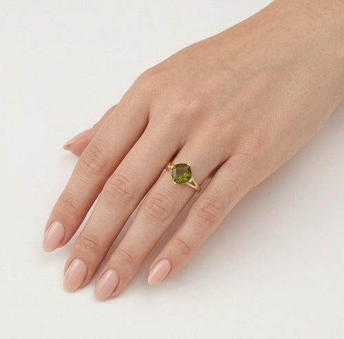 Simple cushion cut modavite gold ring