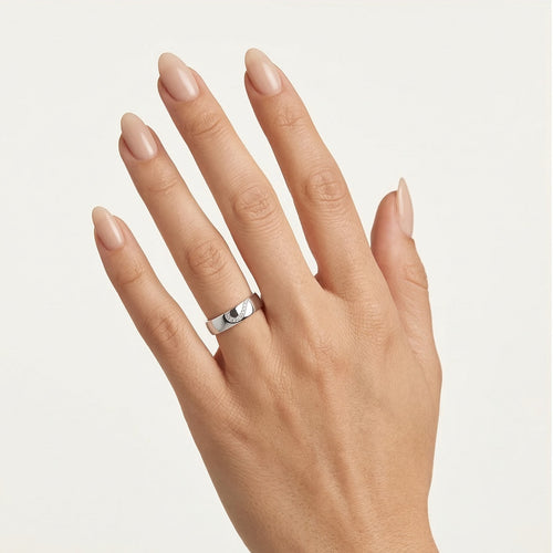 Parure d’alliances demi-cœur en or blanc