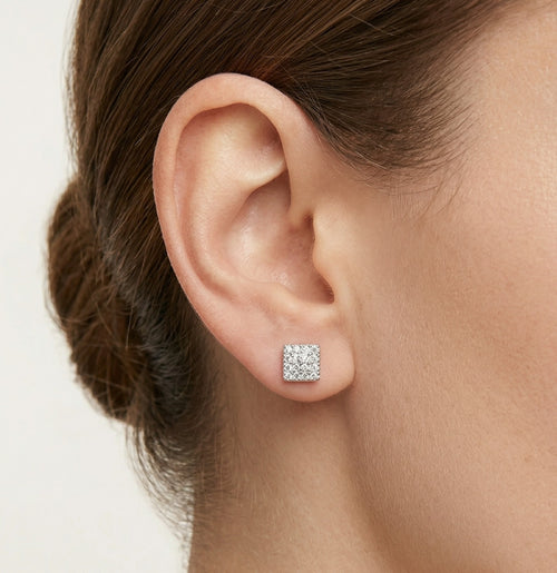 Soft square stud earrings