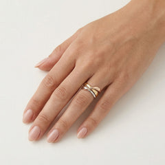 Stilvoller Damenring aus dreifarbigem Gold