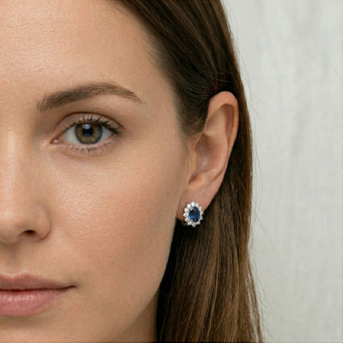 Klassische Saphir- und Diamant-Ohrringe