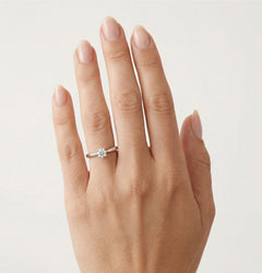 Simple six prong set silver ring