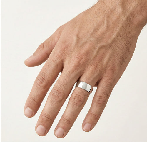 Silný klasický prsten z bílého zlata