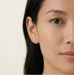 Stříbrné náušnice kubické zirkony květiny