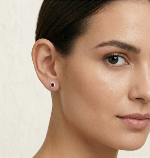 Royal Weißgold Rubinohrringe mit Diamanten