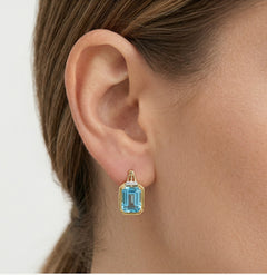 Náušnice modrý topaz emerald brus