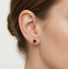 Boucles d’oreilles puces triangle en grenat