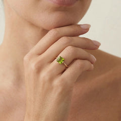 Elegant square princess cut moldavite jewelry