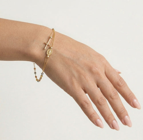 Dreifarbiges Rosenkranz-Armband