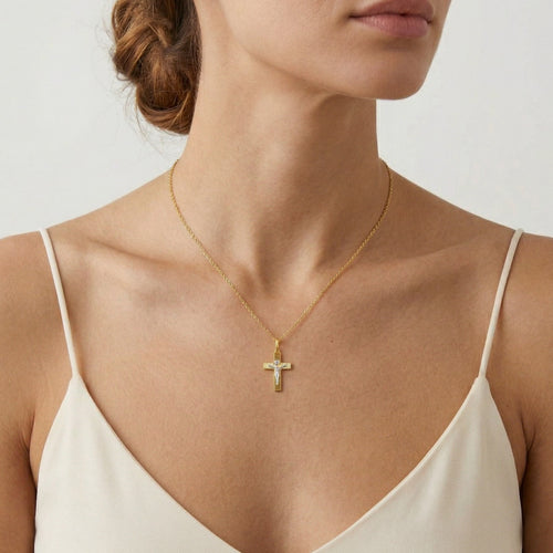 Modernes Gelbgold-Kreuz