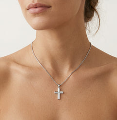 Tiny zig zag cubic zirconia cross