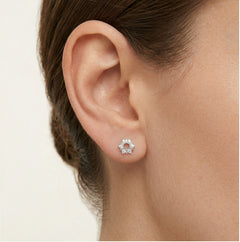 Boucles d'oreilles en argent avec fleurs en zirconium cubique