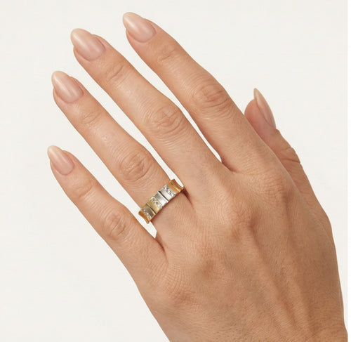 Halb Gelb- und Weißgold Ringe