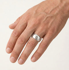 Bague de mariage large en or blanc