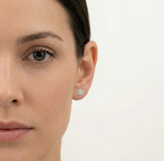 Simple white gold earrings with diamonds