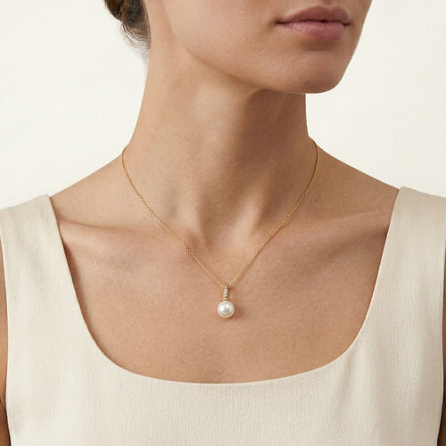 Zirkonia- und Perlen-Gold-Anhänger