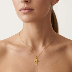 Pendentif croix en or rose